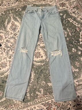 Levi's Light Blue Distressed Straight-Leg Jeans